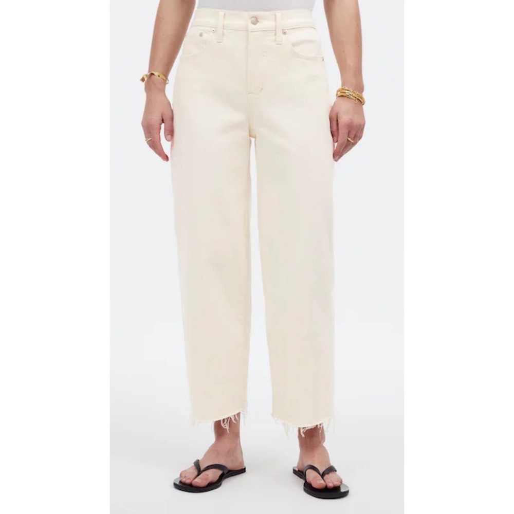 Madewell The Perfect Vintage Wide-Leg Crop Jean Womens Size 33 Ecru Boho Coastal
